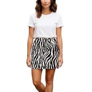 TULEH Zebra Black White Print Women's Mini Pencil Skirt 6